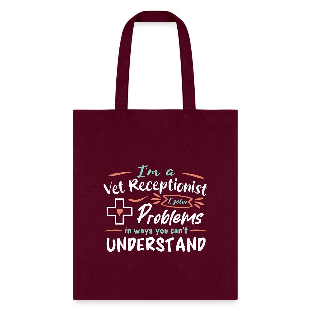 Vet Receptionist I Solve Problems Cotton Tote Bag - Veterinary Medicine Design