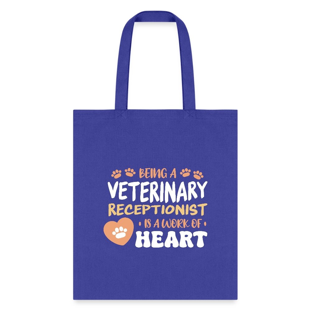 Veterinary Receptionist Work of Heart Cotton Tote Bag - Vet Staff Gift