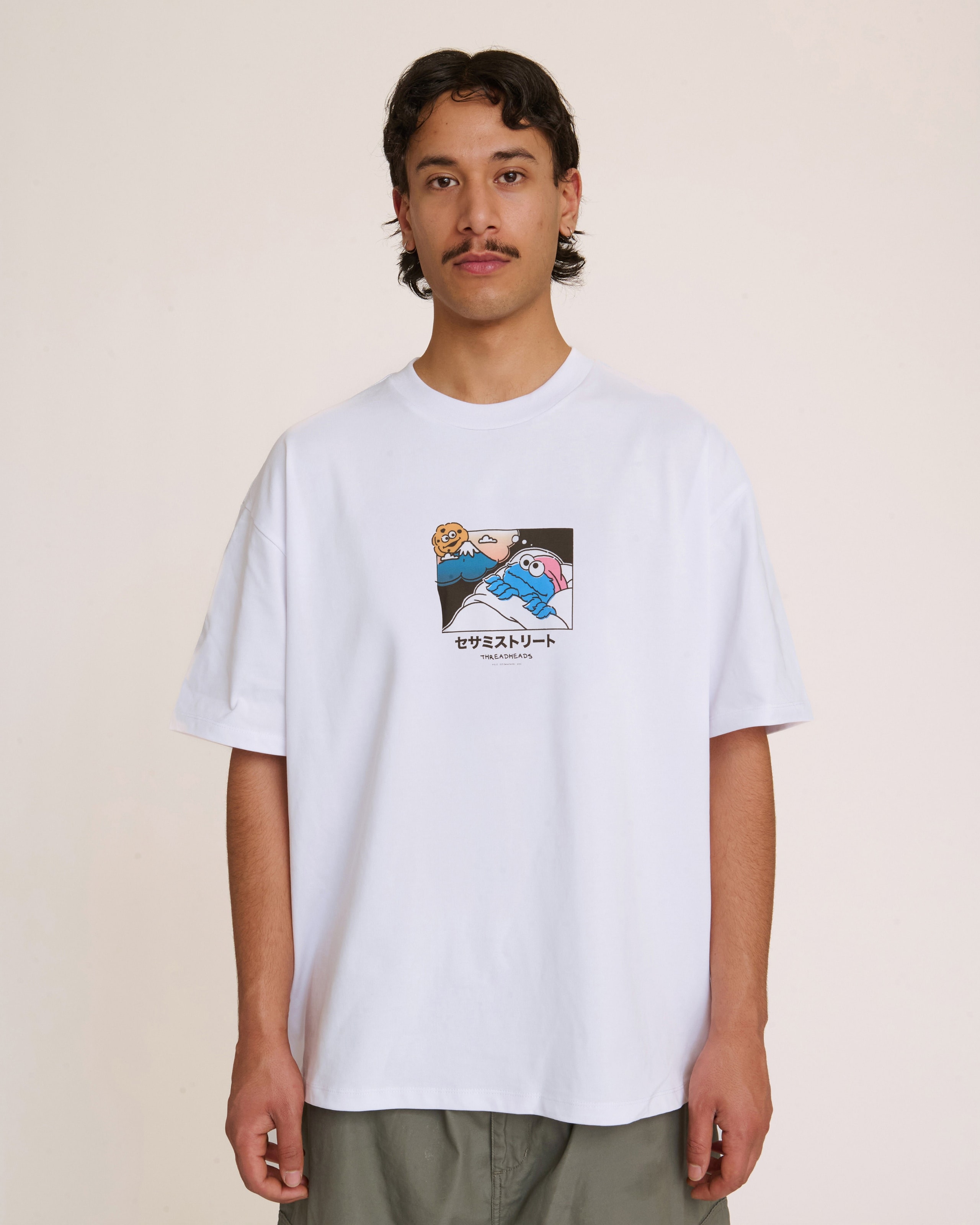 Cookie Monster Fuji Dreaming Oversized Graphic Tee Unisex 100% Combed Cotton