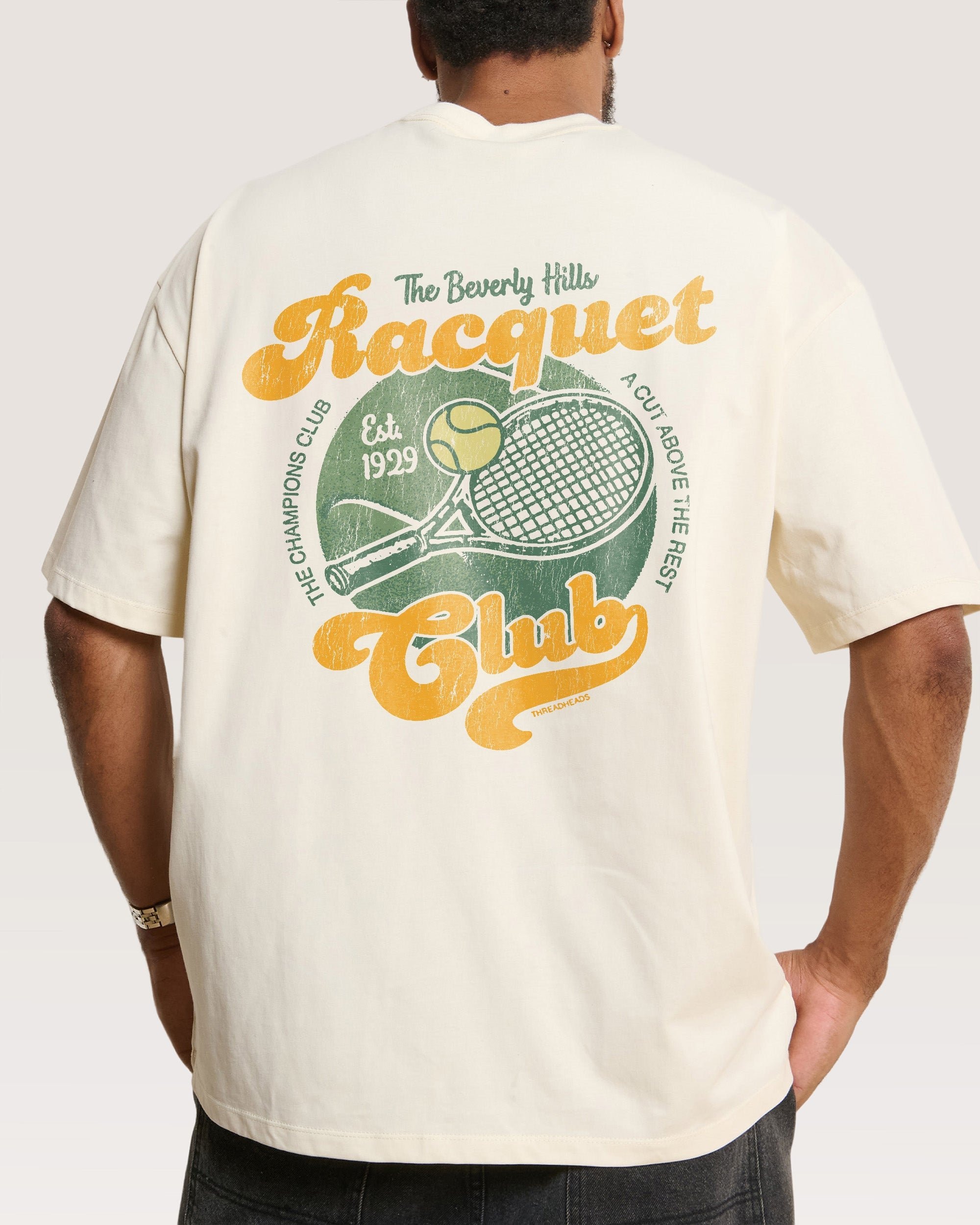 Beverly Hills Racquet Club Oversized Graphic Tee - Unisex 100% Combed Cotton Heavyweight