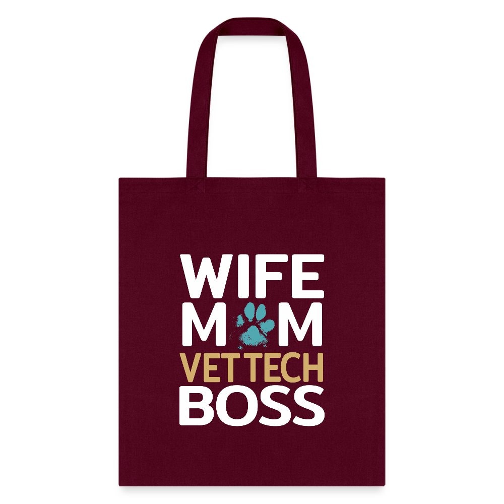 Wife Mom Vet Tech Boss Tote Bag - Canvas Graphic Print Tote