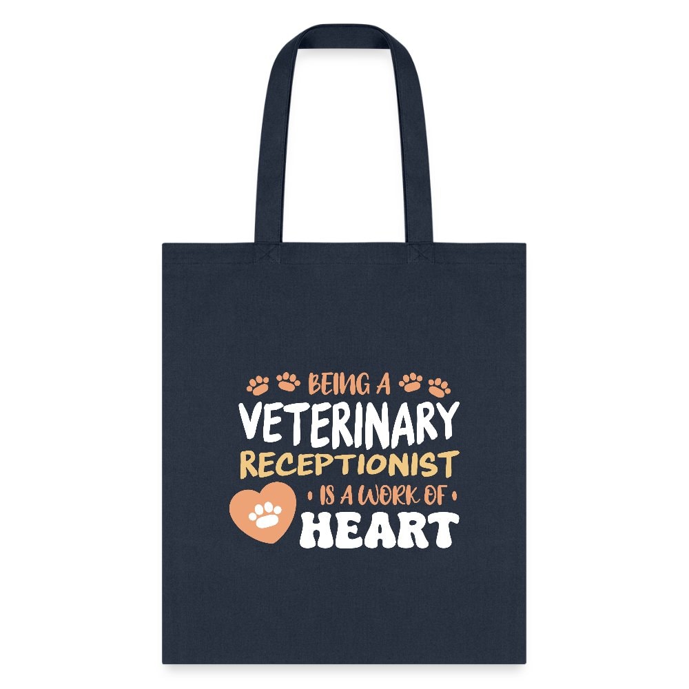 Veterinary Receptionist Work of Heart Cotton Tote Bag - Vet Staff Gift