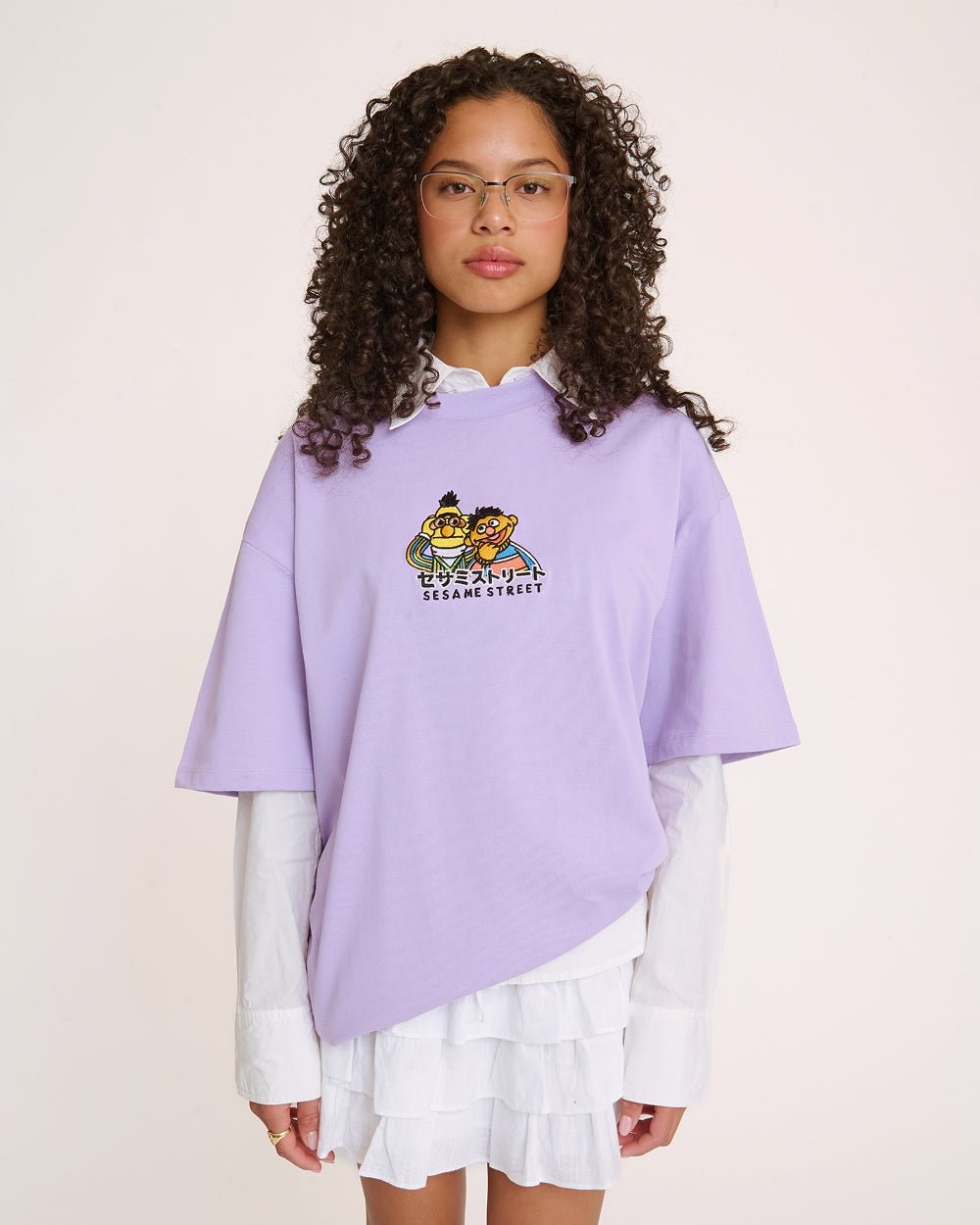 Bert and Ernie Tokyo Oversized Embroidered T-Shirt - Unisex 100% Combed Cotton