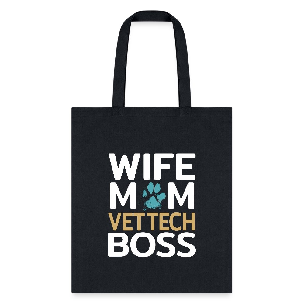 Wife Mom Vet Tech Boss Tote Bag - Canvas Graphic Print Tote