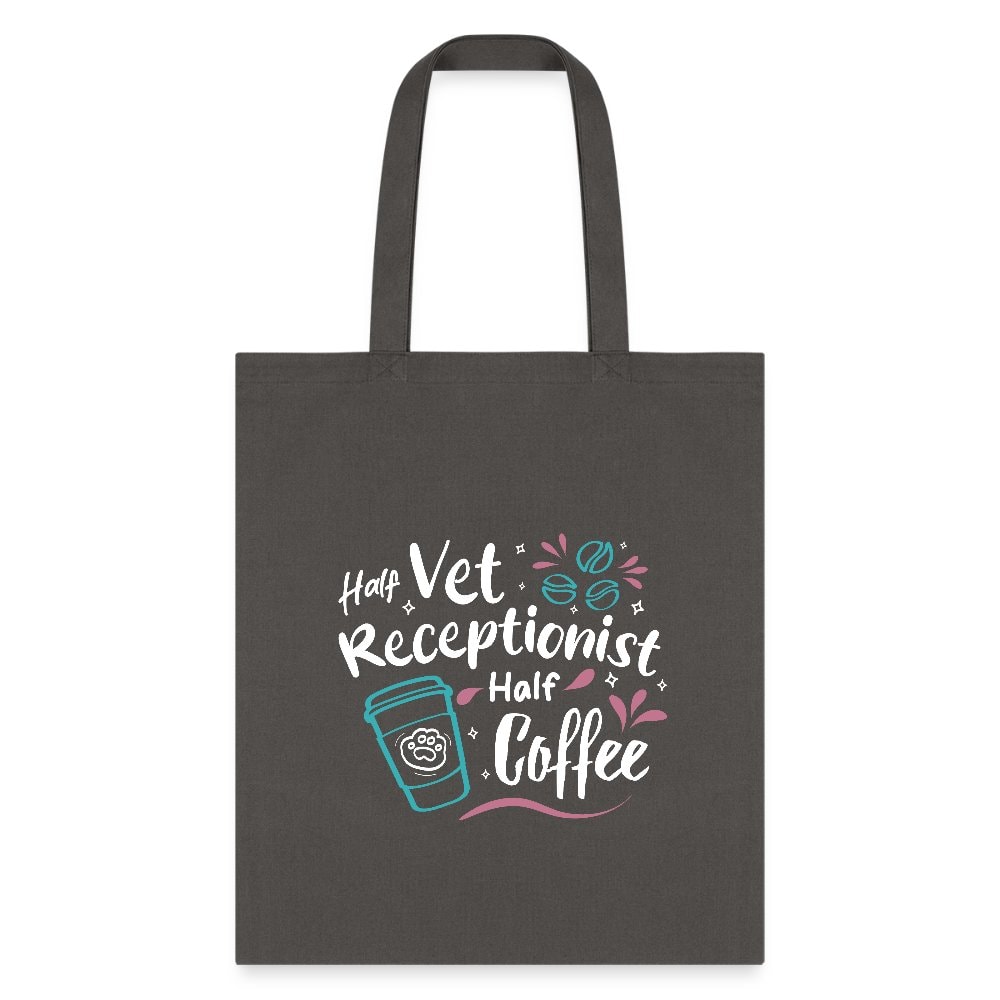 Half Vet Receptionist Half Coffee Cotton Tote Bag - Veterinary Medicine Design