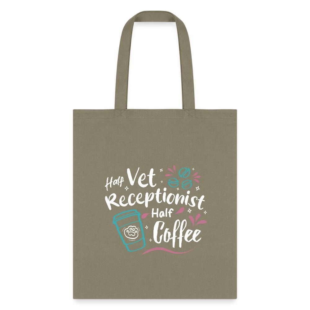 Half Vet Receptionist Half Coffee Cotton Tote Bag - Veterinary Medicine Design