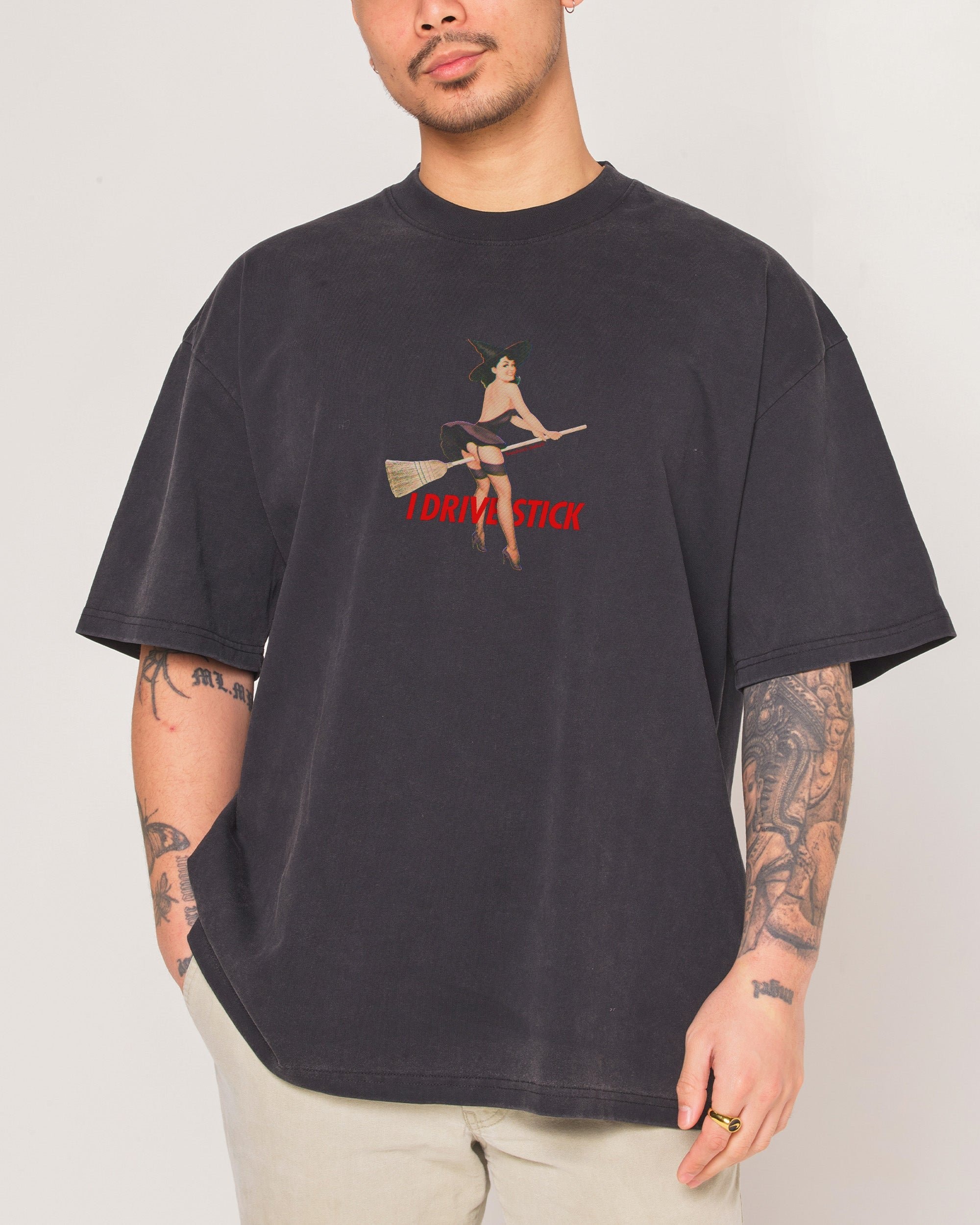 I Drive Stick Oversized Graphic Tee - Unisex 90s Boxy Fit 100% Combed Cotton