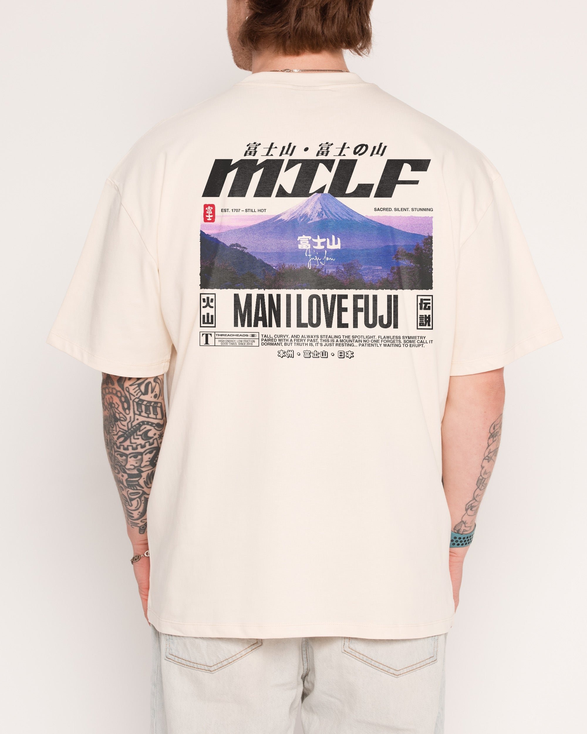 MILF Fuji Oversized Graphic Tee - Unisex 90s Boxy Fit 100% Combed Cotton 275gsm