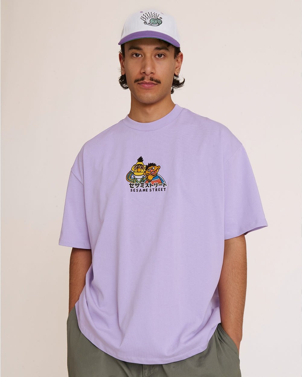Bert and Ernie Tokyo Oversized Embroidered T-Shirt - Unisex 100% Combed Cotton