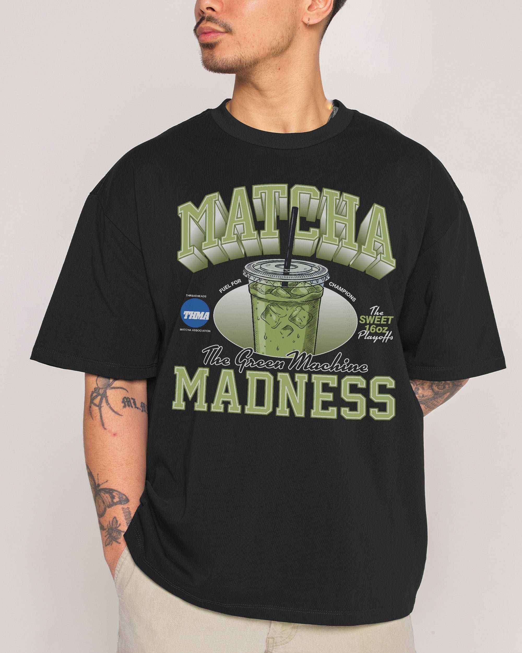 Matcha Madness Oversized Graphic Tee - Threadheads 90s Boxy Fit 100% Combed Cotton