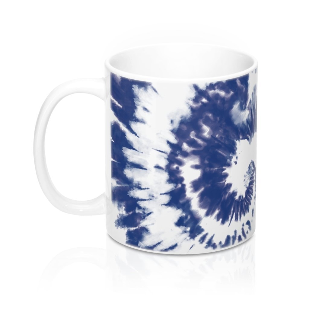 Blue & White Tie Dye Coffee Mug - Durable Ceramic 11oz