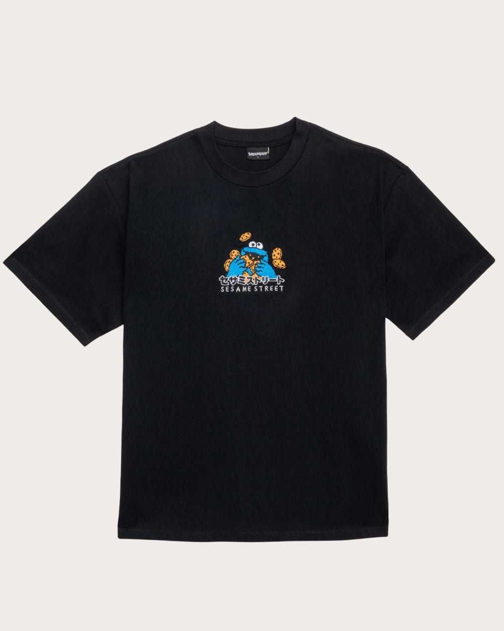 Cookie Monster Tokyo Oversized Embroidered Tee - Unisex 90s Boxy Fit 100% Combed Cotton