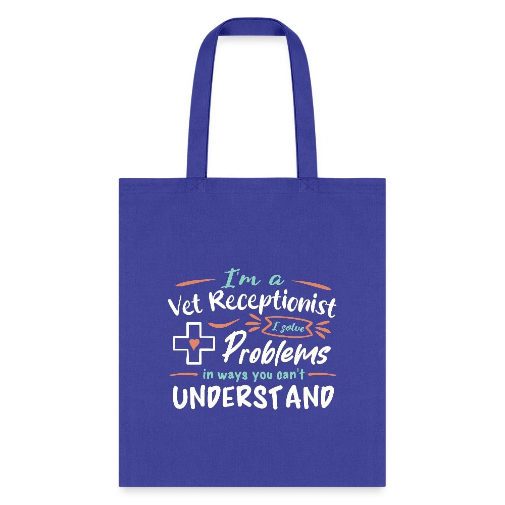 Vet Receptionist I Solve Problems Cotton Tote Bag - Veterinary Medicine Design