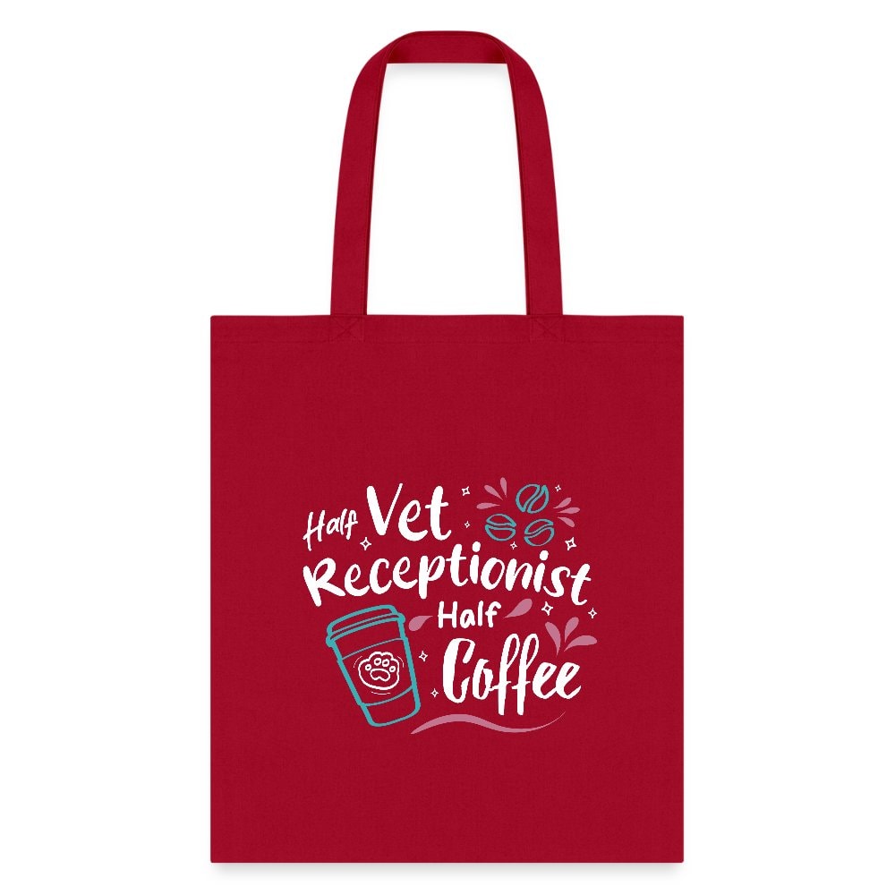 Half Vet Receptionist Half Coffee Cotton Tote Bag - Veterinary Medicine Design