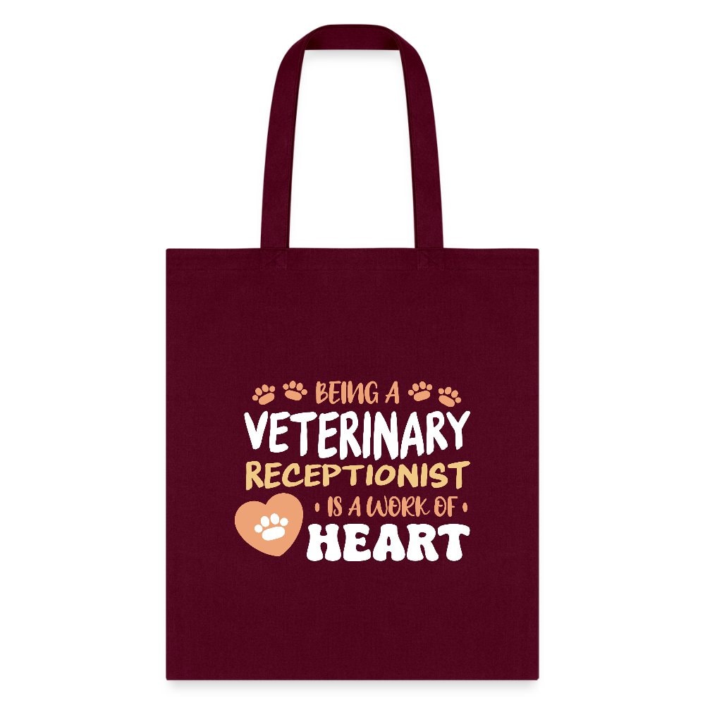 Veterinary Receptionist Work of Heart Cotton Tote Bag - Vet Staff Gift