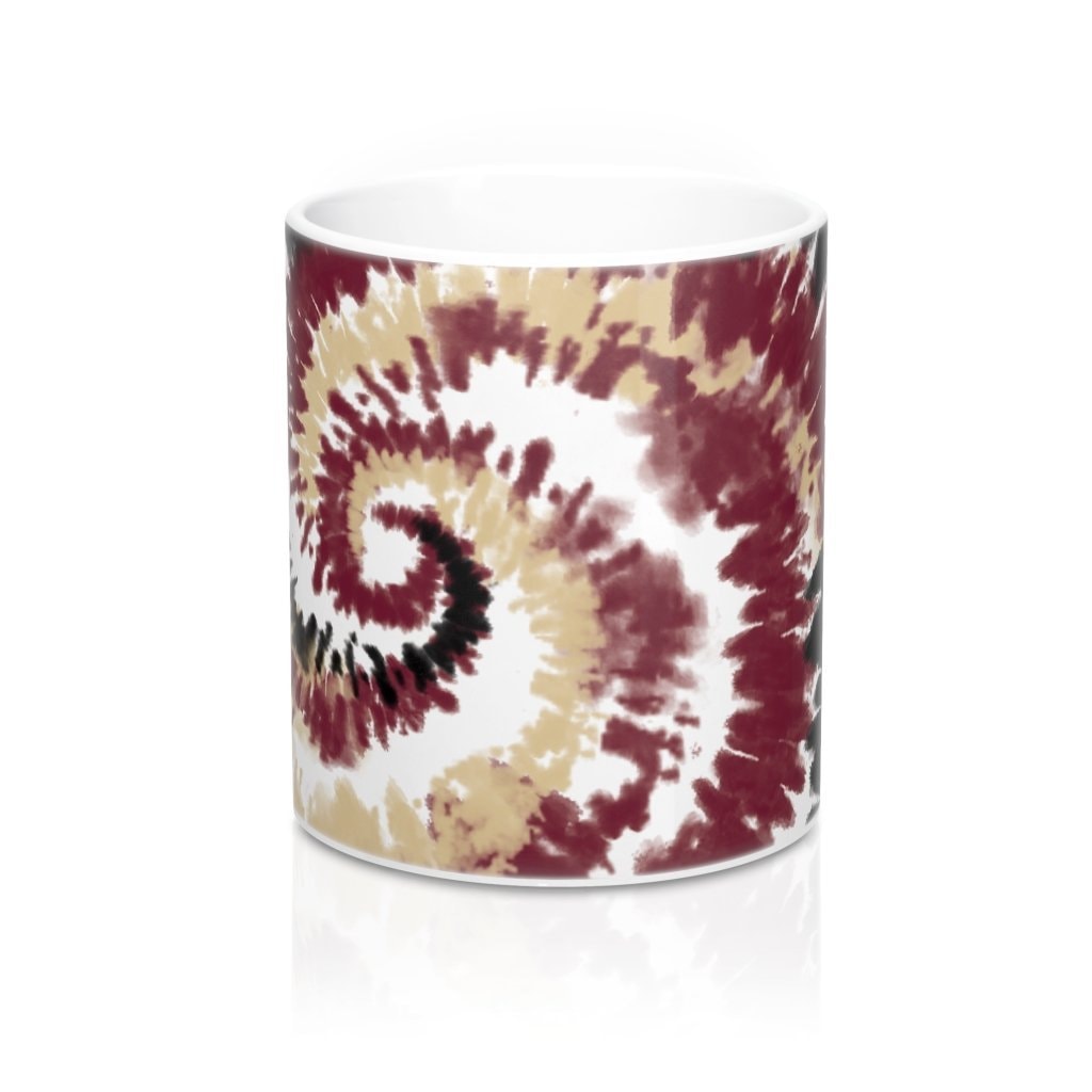 Garnet & Gold Tie Dye Coffee Mug - White Ceramic 11oz