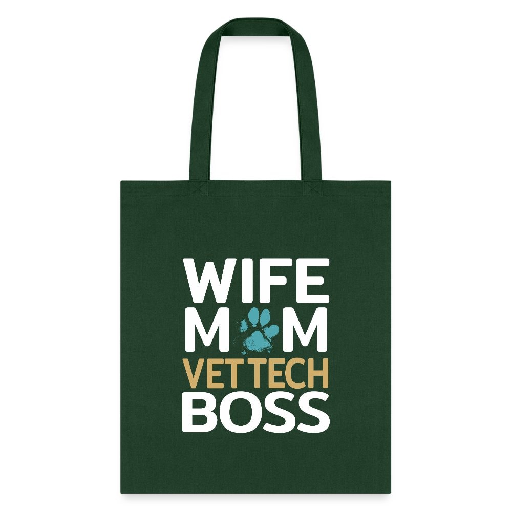 Wife Mom Vet Tech Boss Tote Bag - Canvas Graphic Print Tote