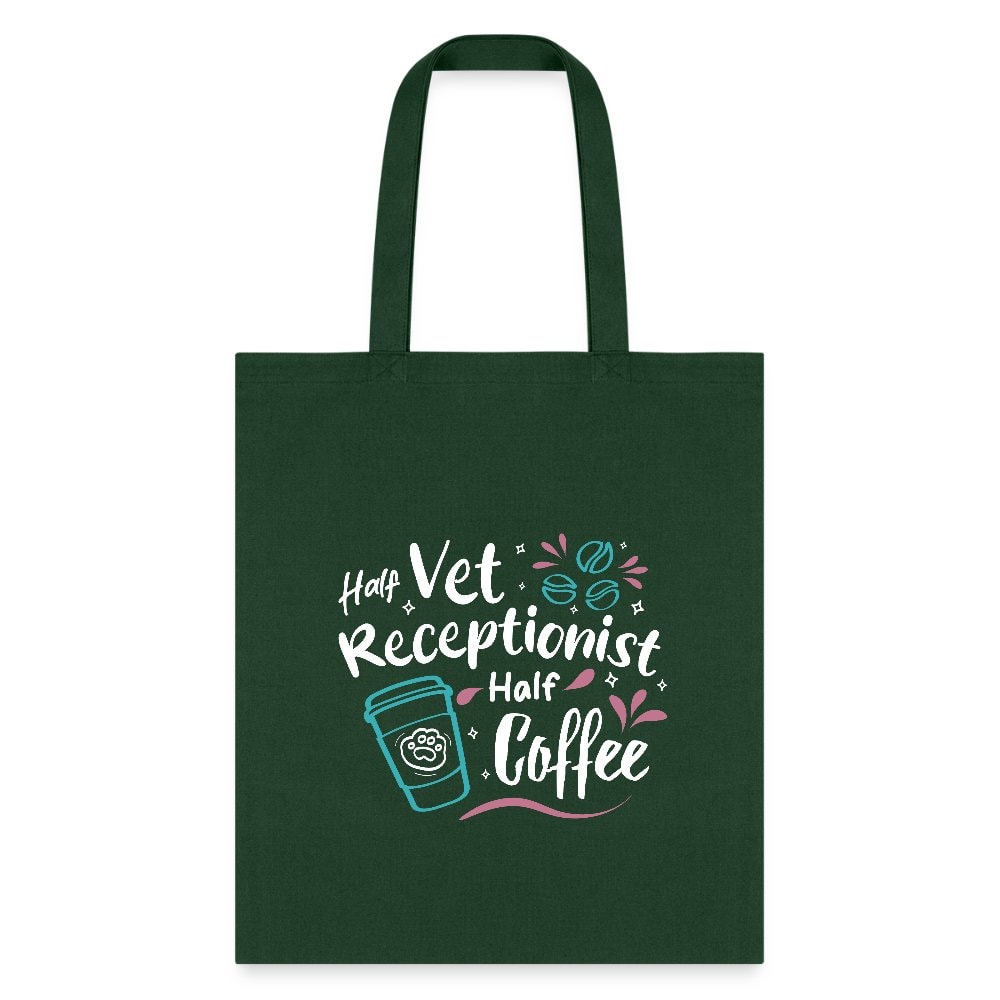 Half Vet Receptionist Half Coffee Cotton Tote Bag - Veterinary Medicine Design