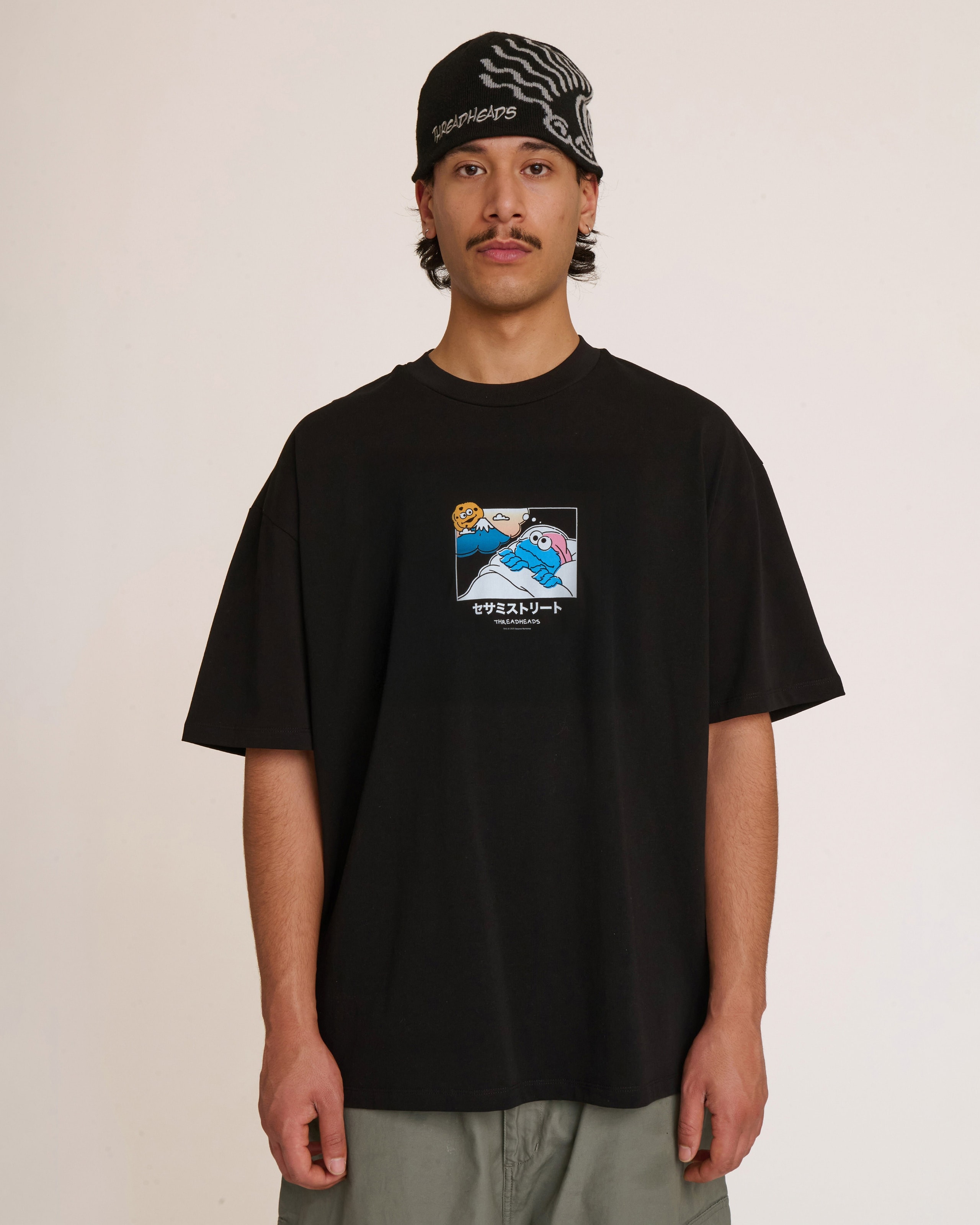 Cookie Monster Fuji Dreaming Oversized Graphic Tee Unisex 100% Combed Cotton